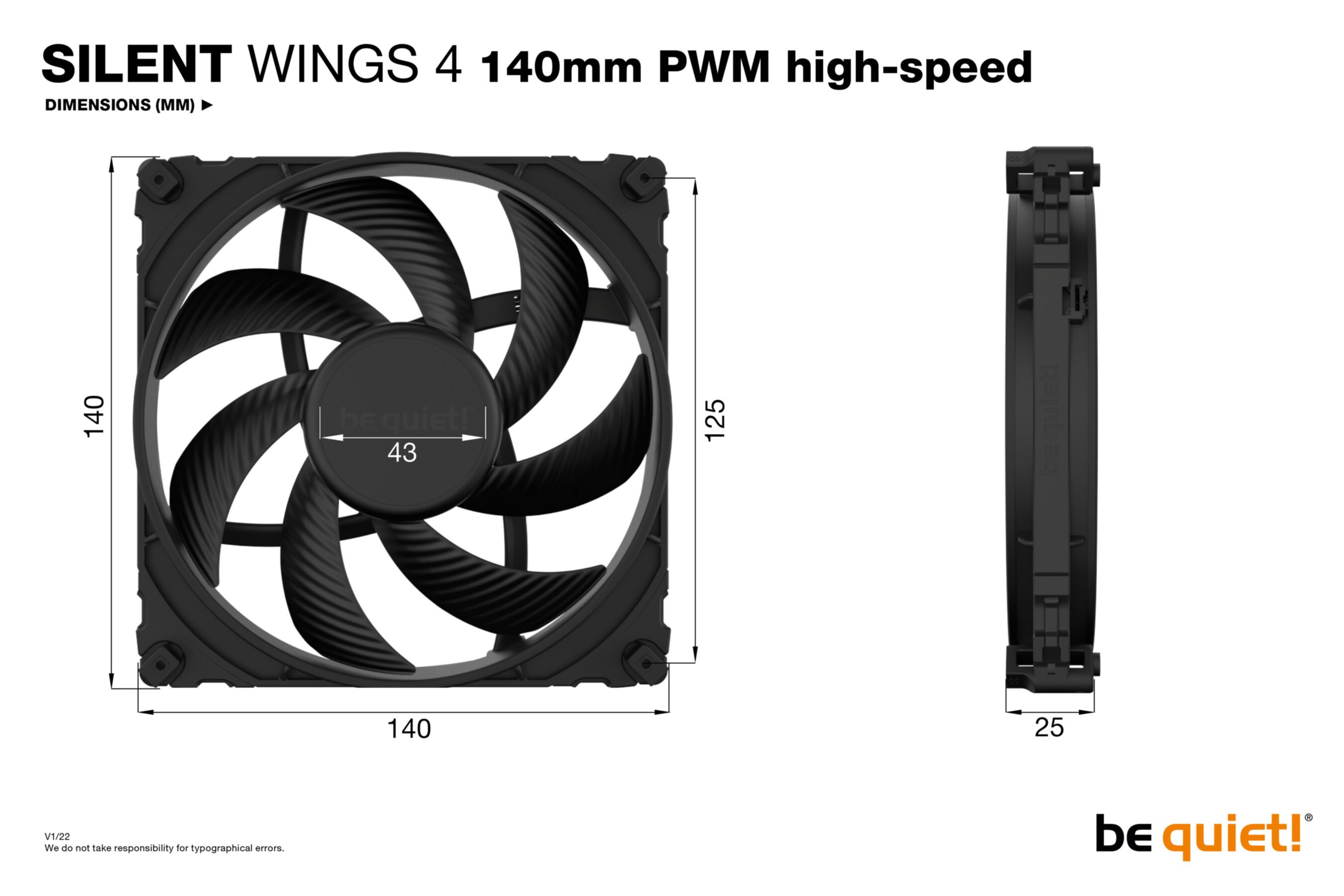 PC- Gehäuselüfter Be Quiet SilentWings 4 140mm PWM high-speed PC- Gehäuselüfter Be Quiet SilentWings 4 140mm PWM high-speed