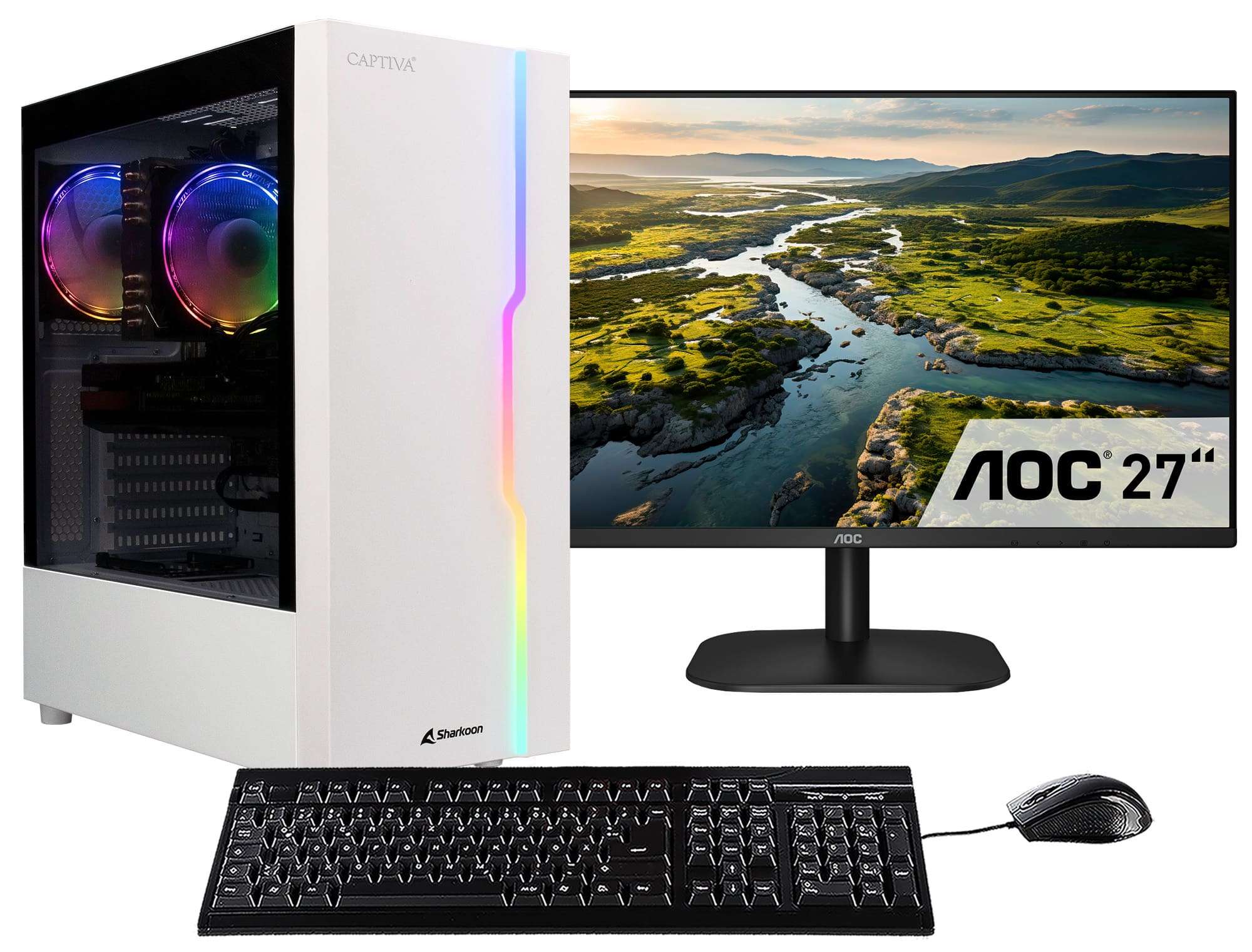 Captiva PC Advanced Gaming R91-320 TFT Bundle (Ryzen 7 5700X/RTX4060 8GB GDDR6/SSD 1TB/16GB/WLAN/Windows 11 Home 64-bit)
