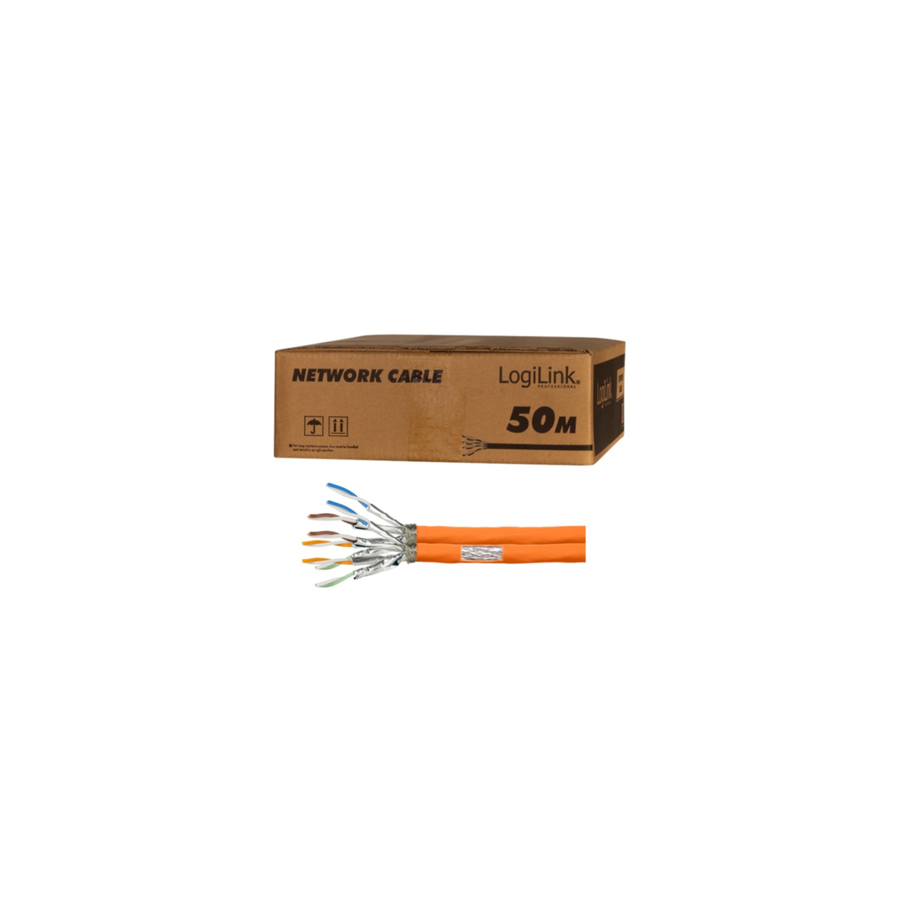 Kabel LogiLink Verlegekabel duplex PrimeLine Cat.7 orange 50m CPV0065