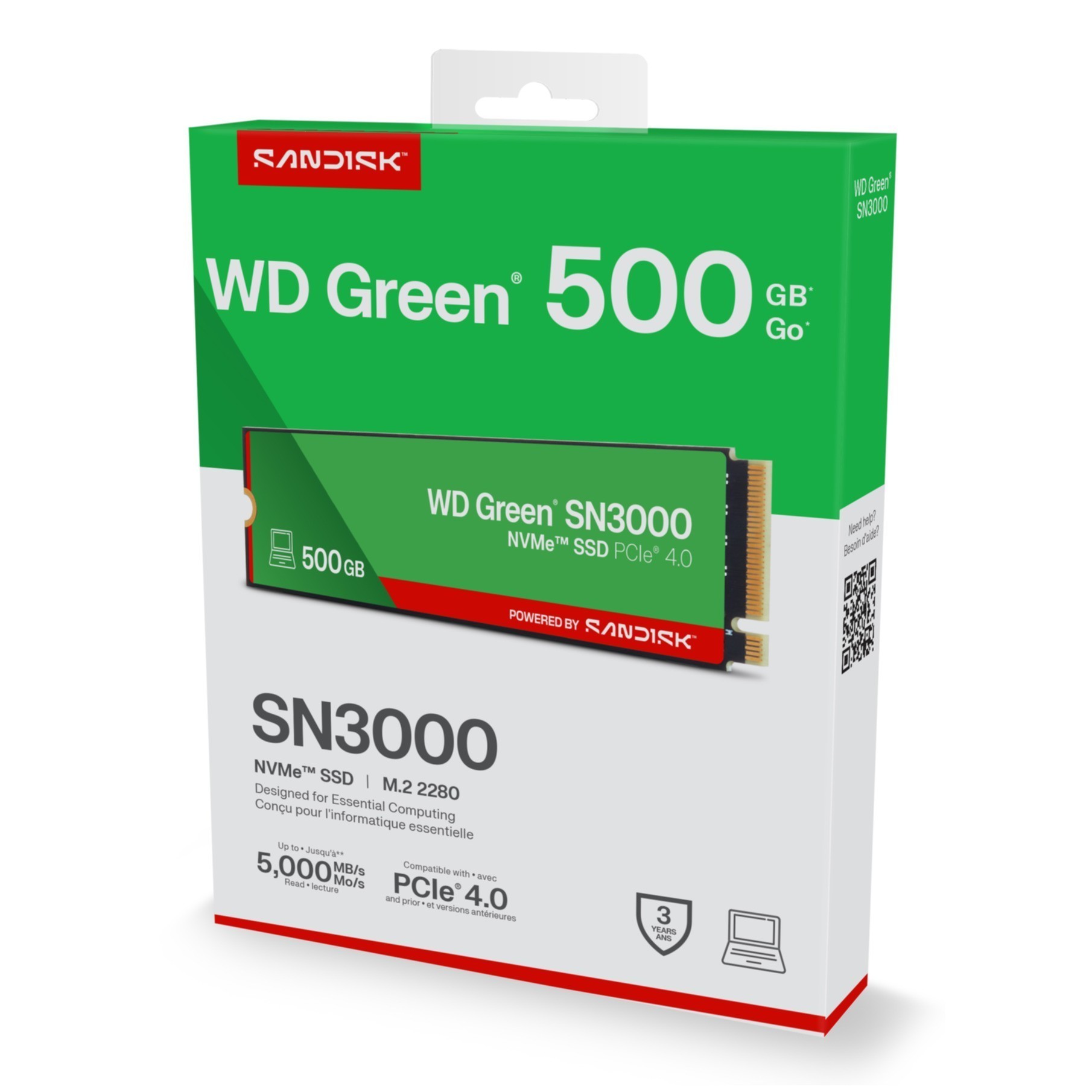 SSD WD Green 500GB SN3000 NVME M.2 PCIe 4.0 x4 WDS500G4G0E-00CPS0 SSD WD Green 500GB SN3000 NVME M.2 PCIe 4.0 x4 WDS500G4G0E-00CPS0