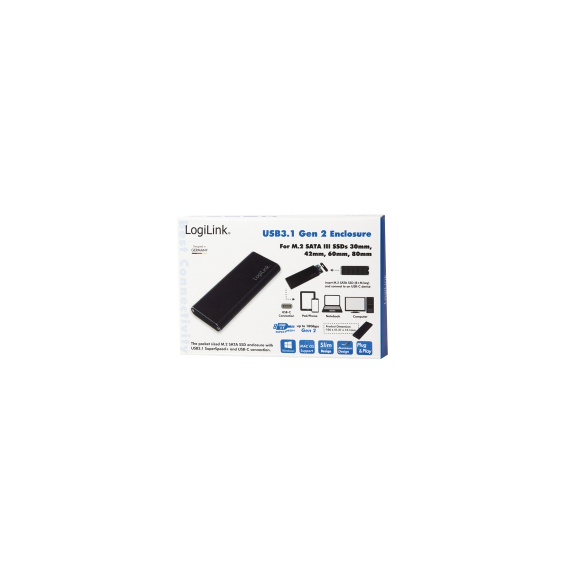 SSD Gehäuse LogiLink Speichergehäuse M.2 Card USB 3.1 UA0314
