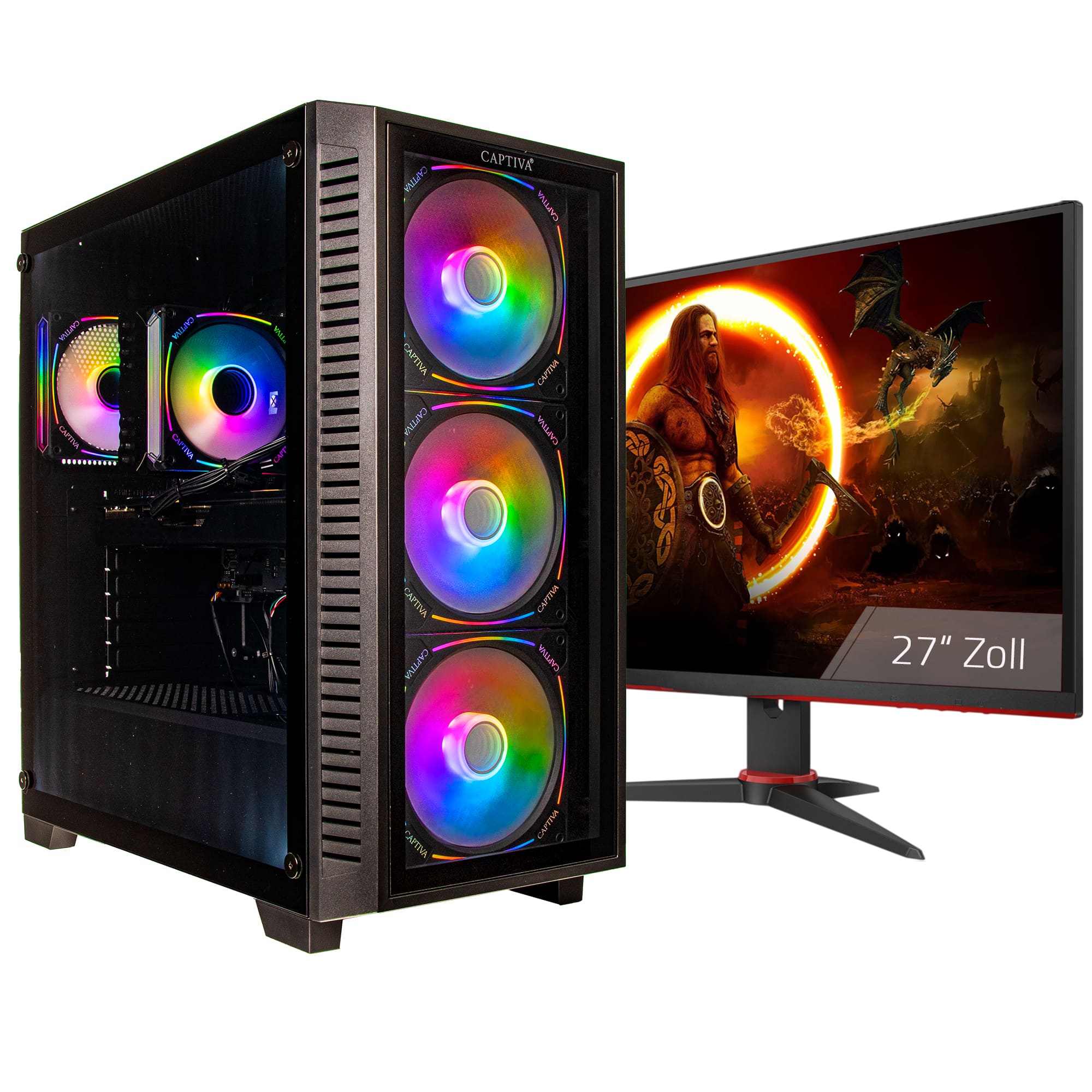 Captiva PC Advanced Gaming R94-848 TFT Bundle (Ryzen 5 7500F/RTX5060 8GB GDDR7/SSD 1TB/32GB/WLAN/Windows 11 Home 64-bit)