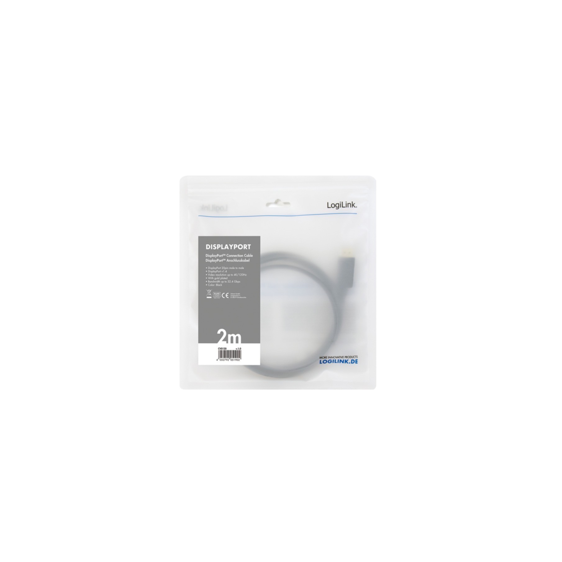 Kabel LogiLink DisplayPort schwarz 2m CV0120 Kabel LogiLink DisplayPort schwarz 2m CV0120