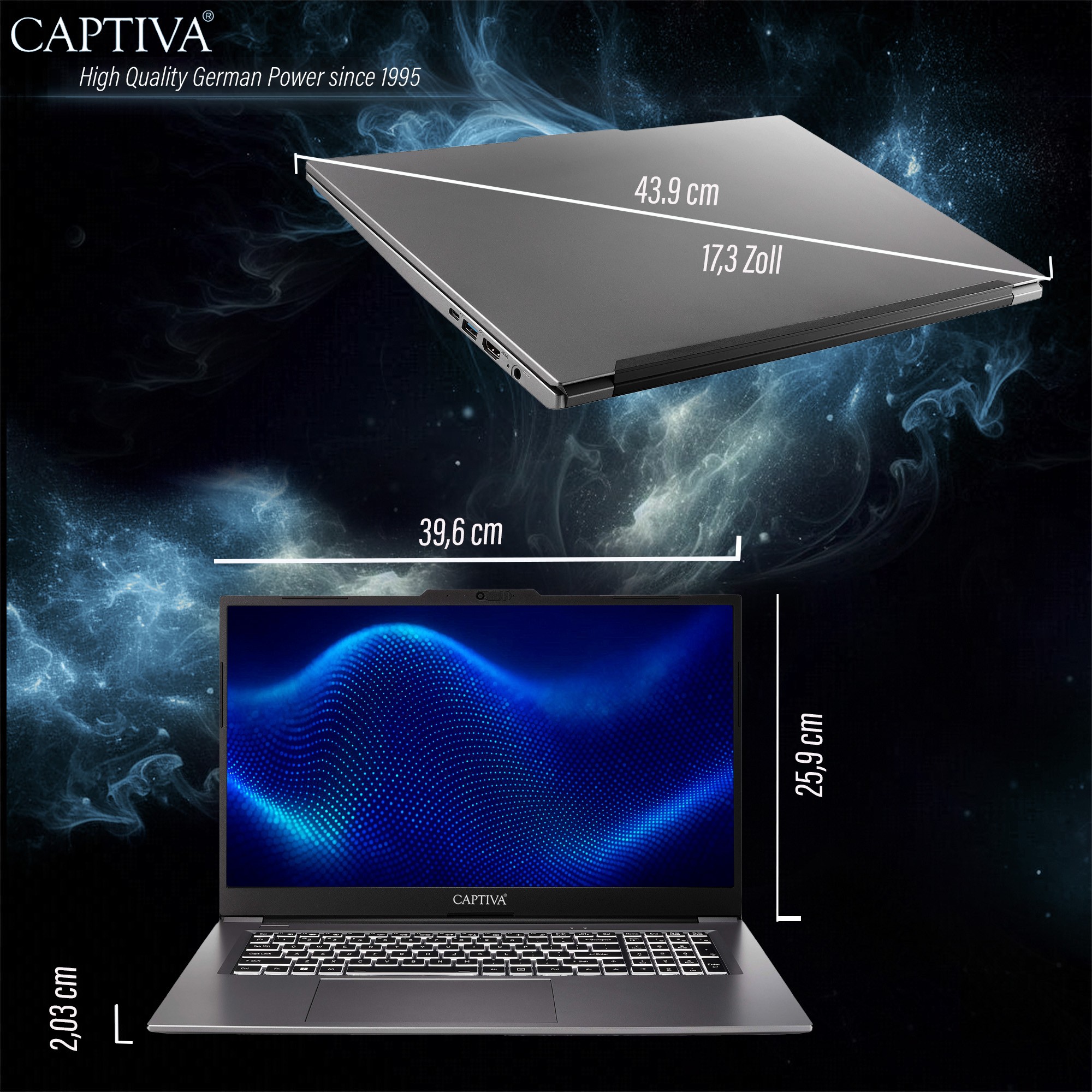 Captiva Notebook Business/Office I10-1432GE (17,3"/i5-1335U/Intel Iris Xe Graphics/SSD 1TB/32GB/WLAN/BT/Win 11 Pro/w/o PSU)