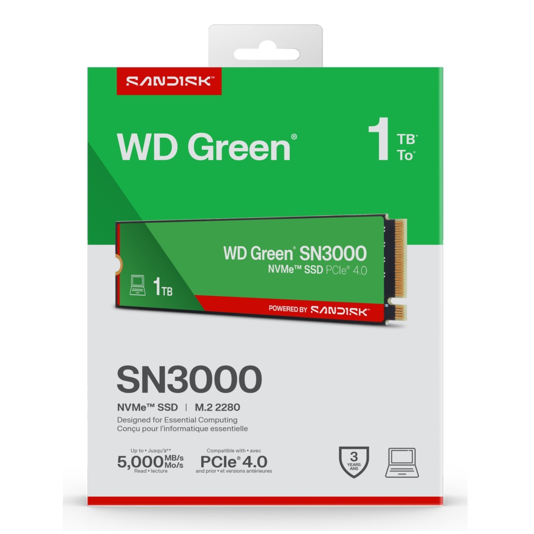 SSD WD Green 1TB SN3000 NVME M.2 PCI Express Gen4 x4 WDS100T4G0E