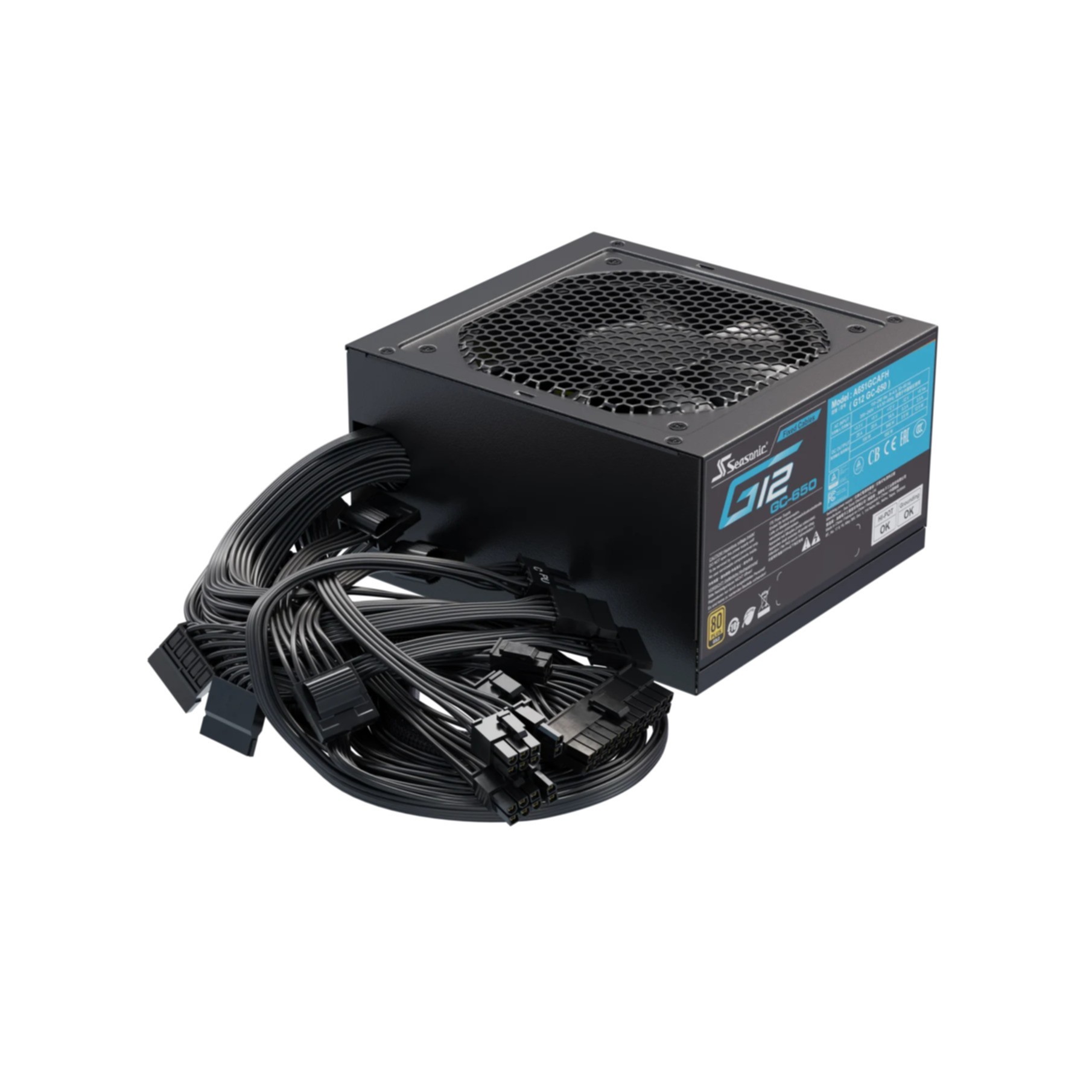 Seasonic G12 GC 650W – Niet-modulaire ATX-voeding, 80 PLUS Gold, Vaste Kabels – Betrouwbaar En Degelijk