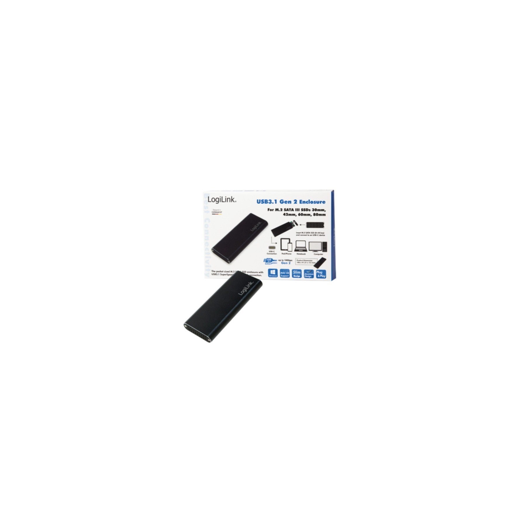 SSD Gehäuse LogiLink Speichergehäuse M.2 Card USB 3.1 UA0314 SSD Gehäuse LogiLink Speichergehäuse M.2 Card USB 3.1 UA0314