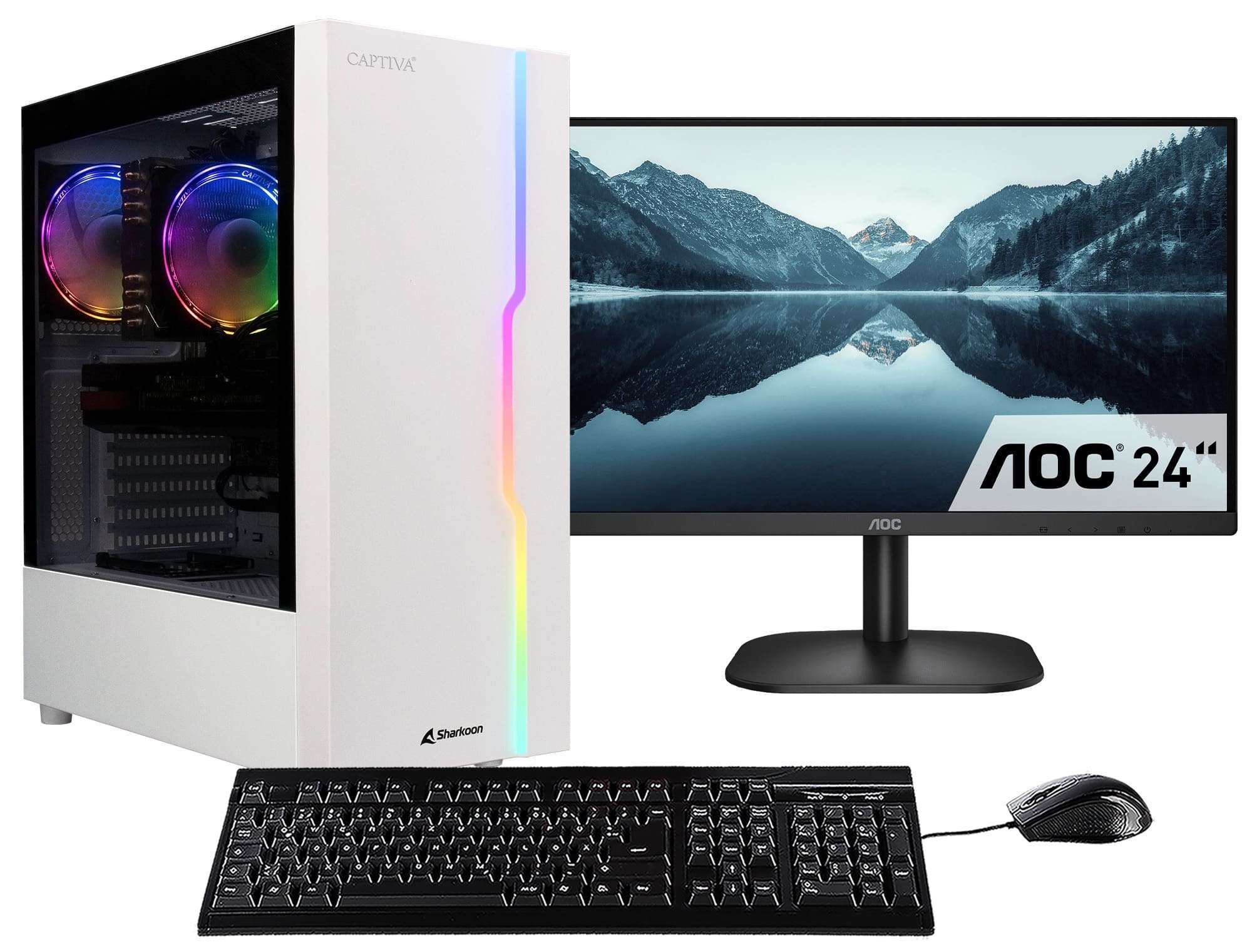Captiva PC Advanced Gaming R91-322 TFT Bundle (Ryzen 7 5700X/RTX4060 8GB GDDR6/SSD 1TB/32GB/WLAN/Windows 11 Home 64-bit)