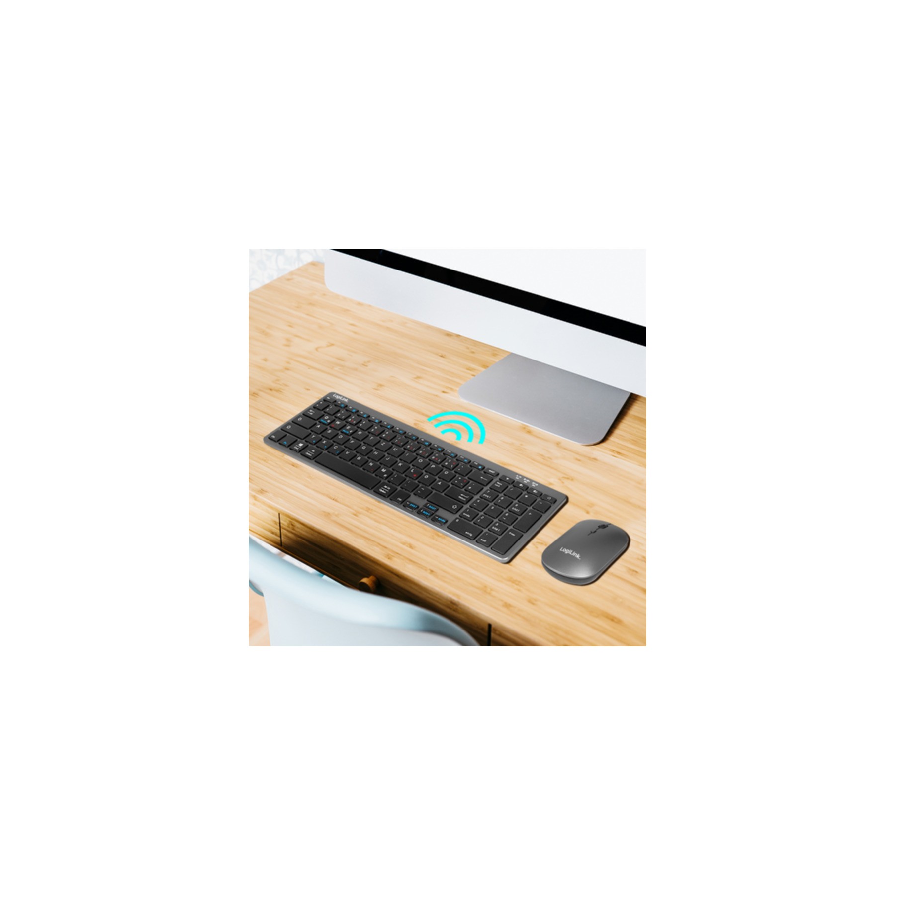 Keyboard & Mouse Logilink wireless grey (ID0215)
