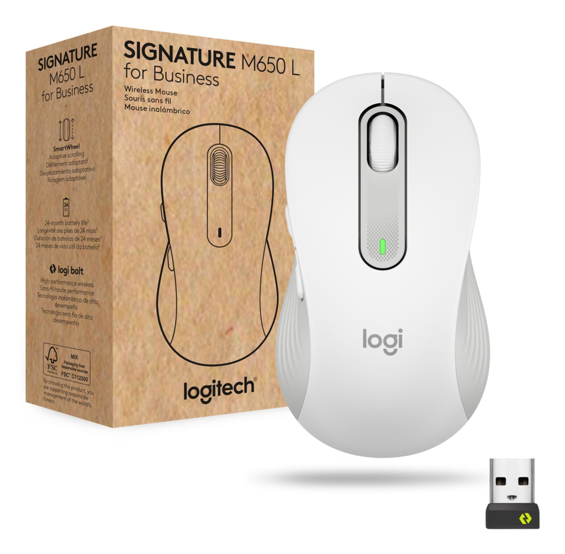Mouse Logitech Signature M650 for Business - Bluetooth - Weiß (910-006349) Mouse Logitech Signature M650 for Business - Bluetooth - Weiß (910-006349)