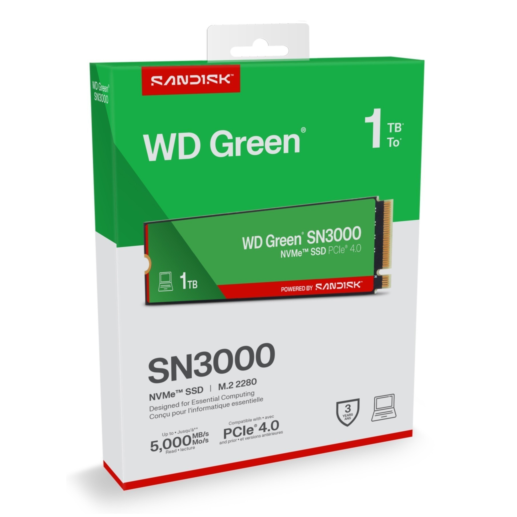 SSD WD Green 1TB SN3000 NVME M.2 PCI Express Gen4 x4 WDS100T4G0E
