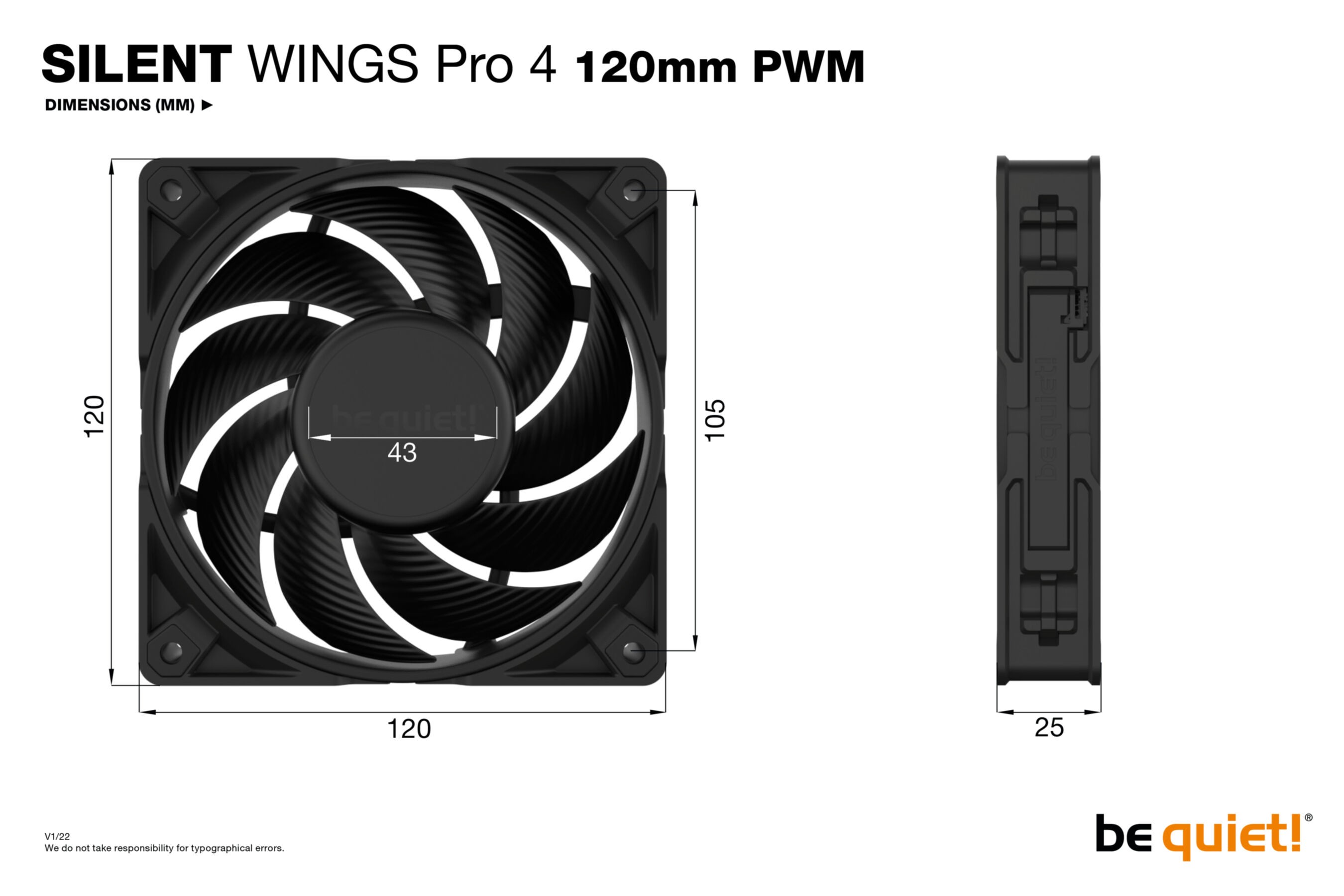 PC- Gehäuselüfter Be Quiet SilentWings PRO 4 120mm PC- Gehäuselüfter Be Quiet SilentWings PRO 4 120mm