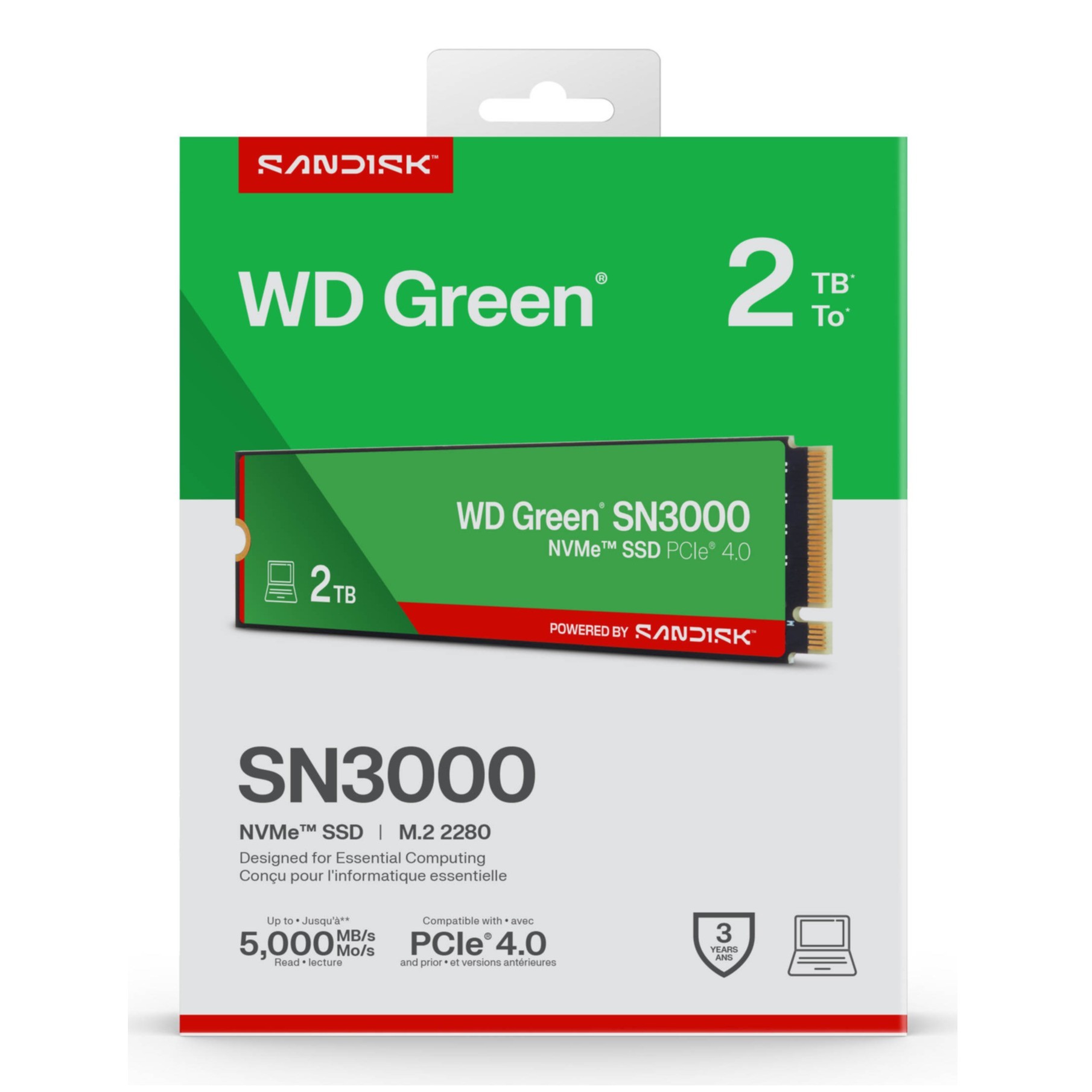 SSD WD Green 2TB SN3000 NVME M.2 PCIe 4.0 x4 WDS200T4G0E SSD WD Green 2TB SN3000 NVME M.2 PCIe 4.0 x4 WDS200T4G0E