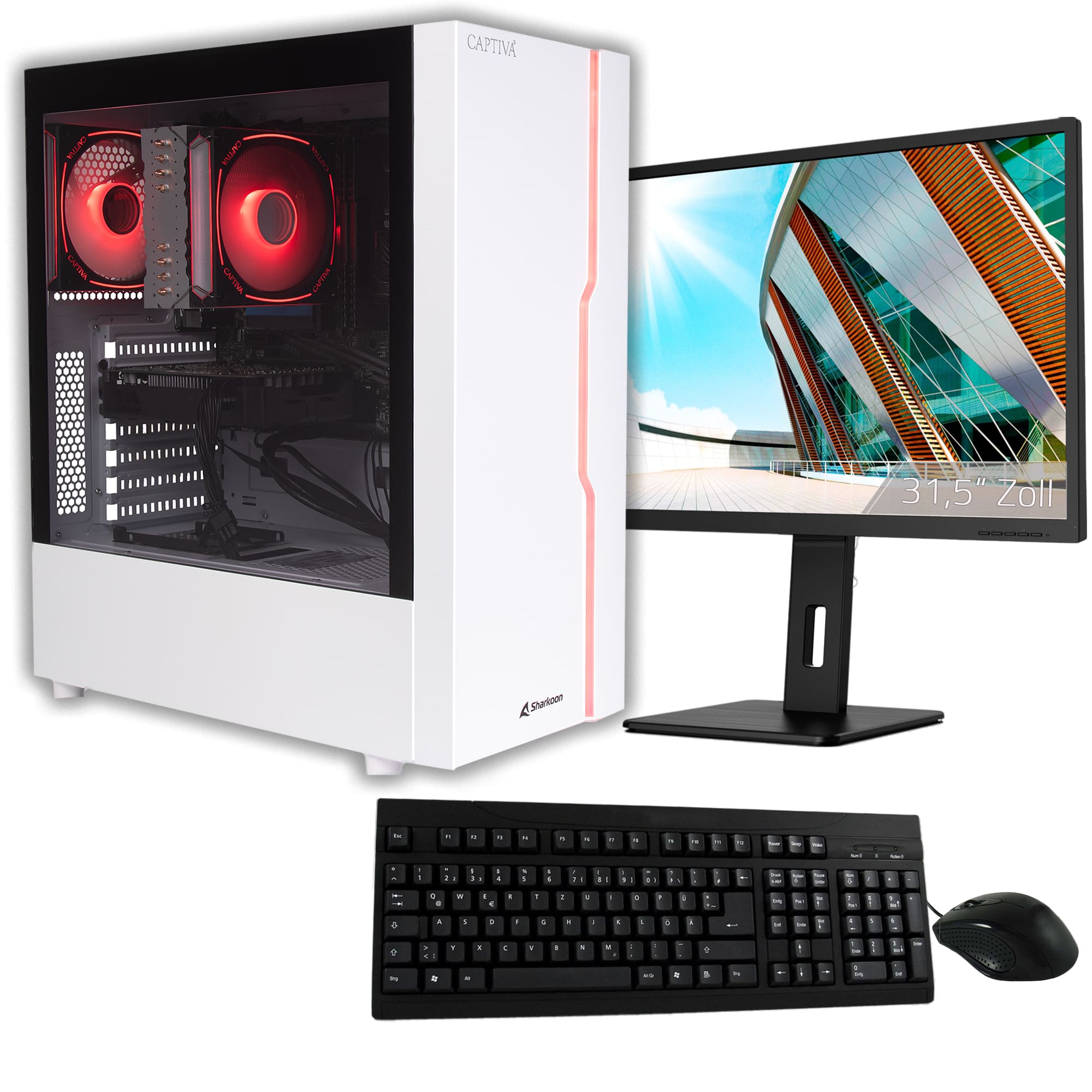 Captiva PC Advanced Gaming R91-304 TFT Bundle (Ryzen 7 5700X/RTX4060 8GB GDDR6/SSD 1TB/32GB/WLAN/w/o OS)