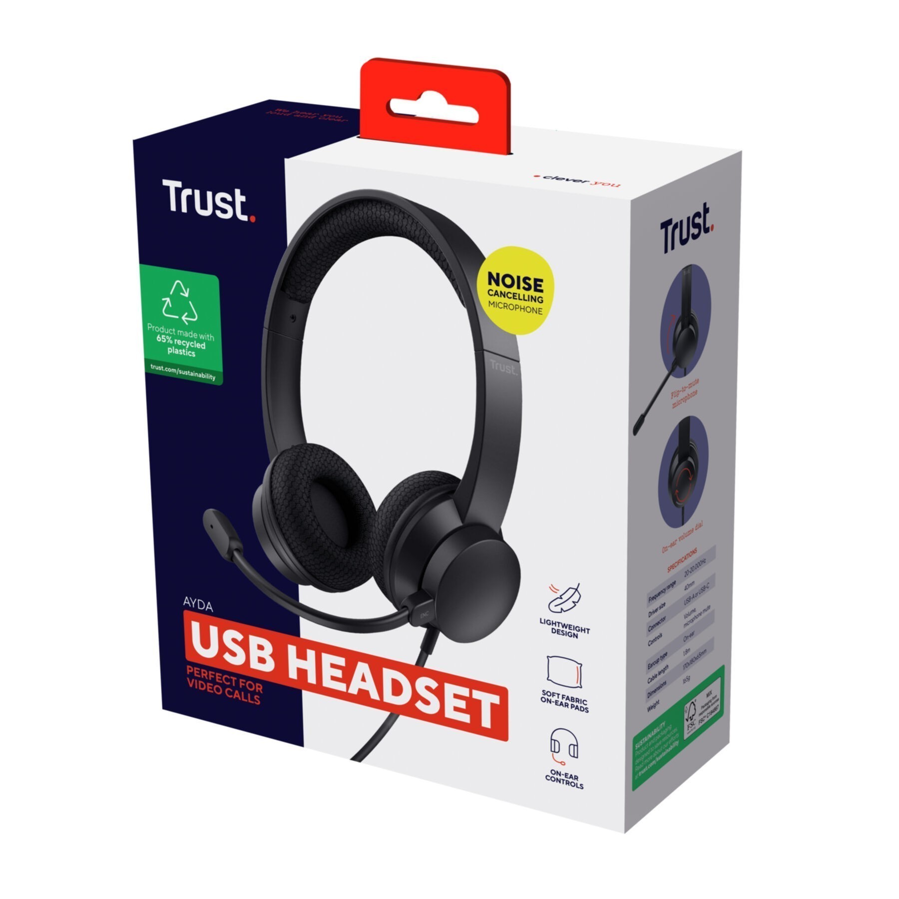 Trust Headset Ayda USB Headset Ohrumschließend und Kabelgebunden 25089