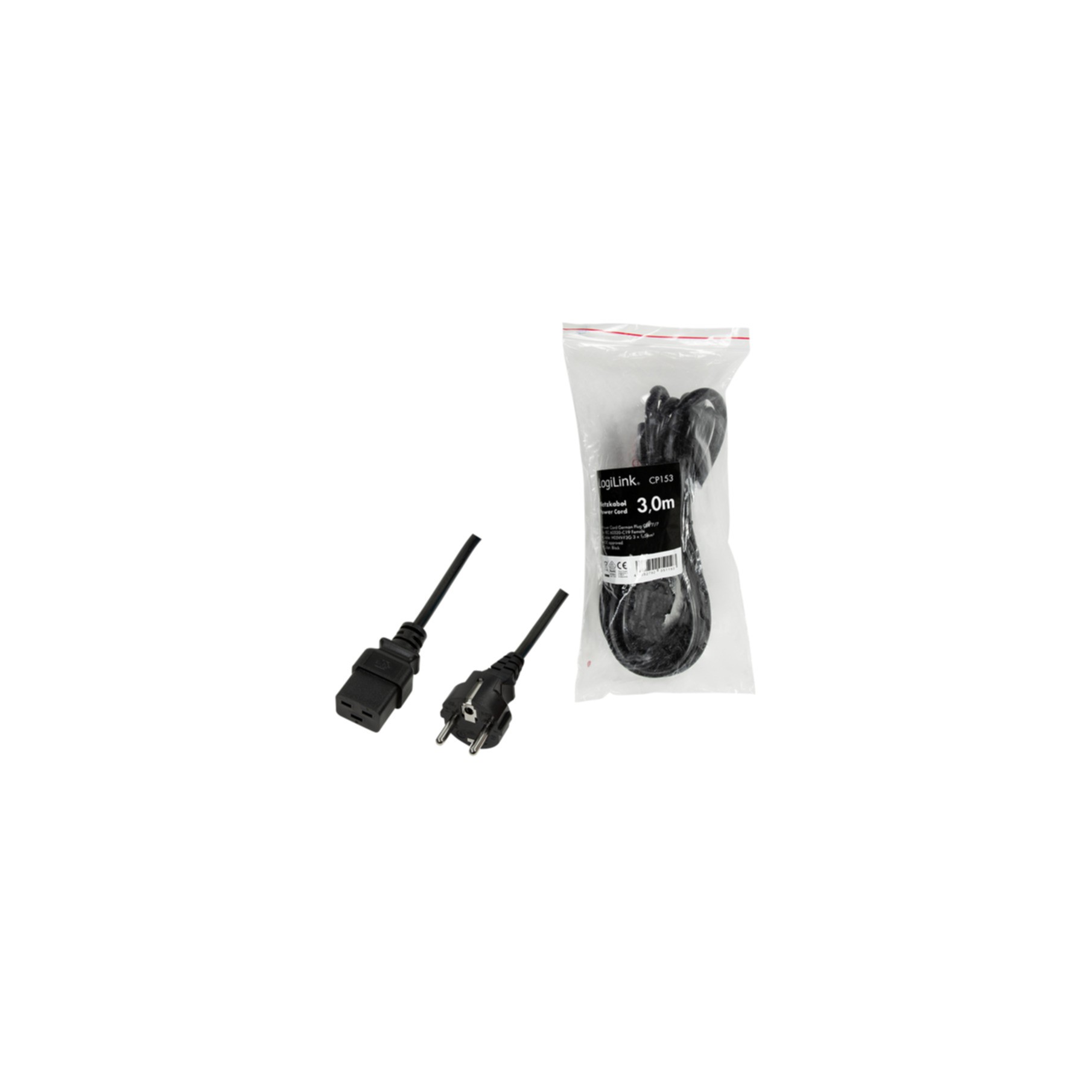 Kabel LogiLink Netzkabel CEE7/7 - IEC C19 schwarz 3m CP153 Kabel LogiLink Netzkabel CEE7/7 - IEC C19 schwarz 3m CP153