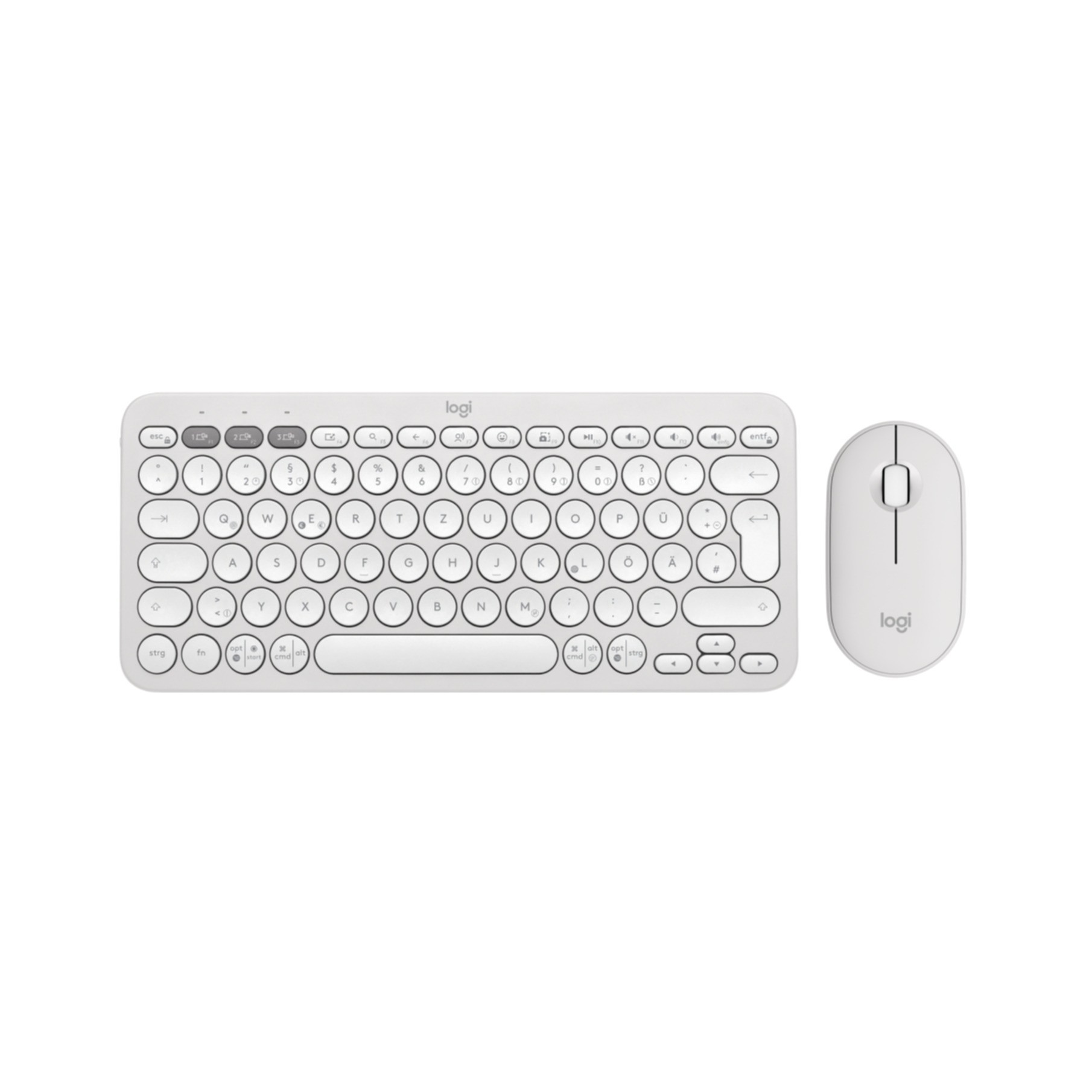 Keyboard & Mouse Logitech Wireless Combo Pebble 2 white (DE) (920-012204)