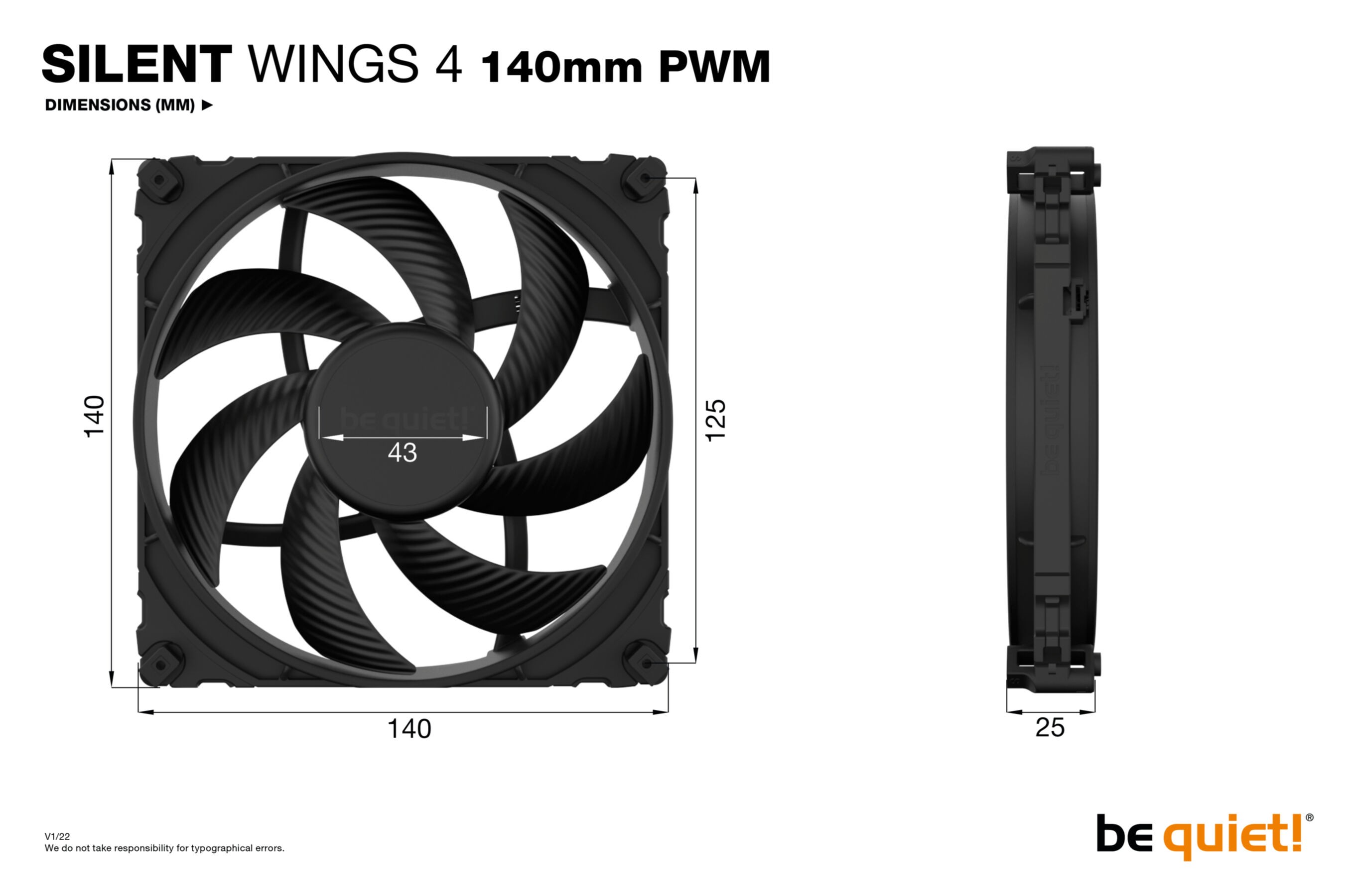 PC- Gehäuselüfter Be Quiet SilentWings 4 140mm PWM PC- Gehäuselüfter Be Quiet SilentWings 4 140mm PWM