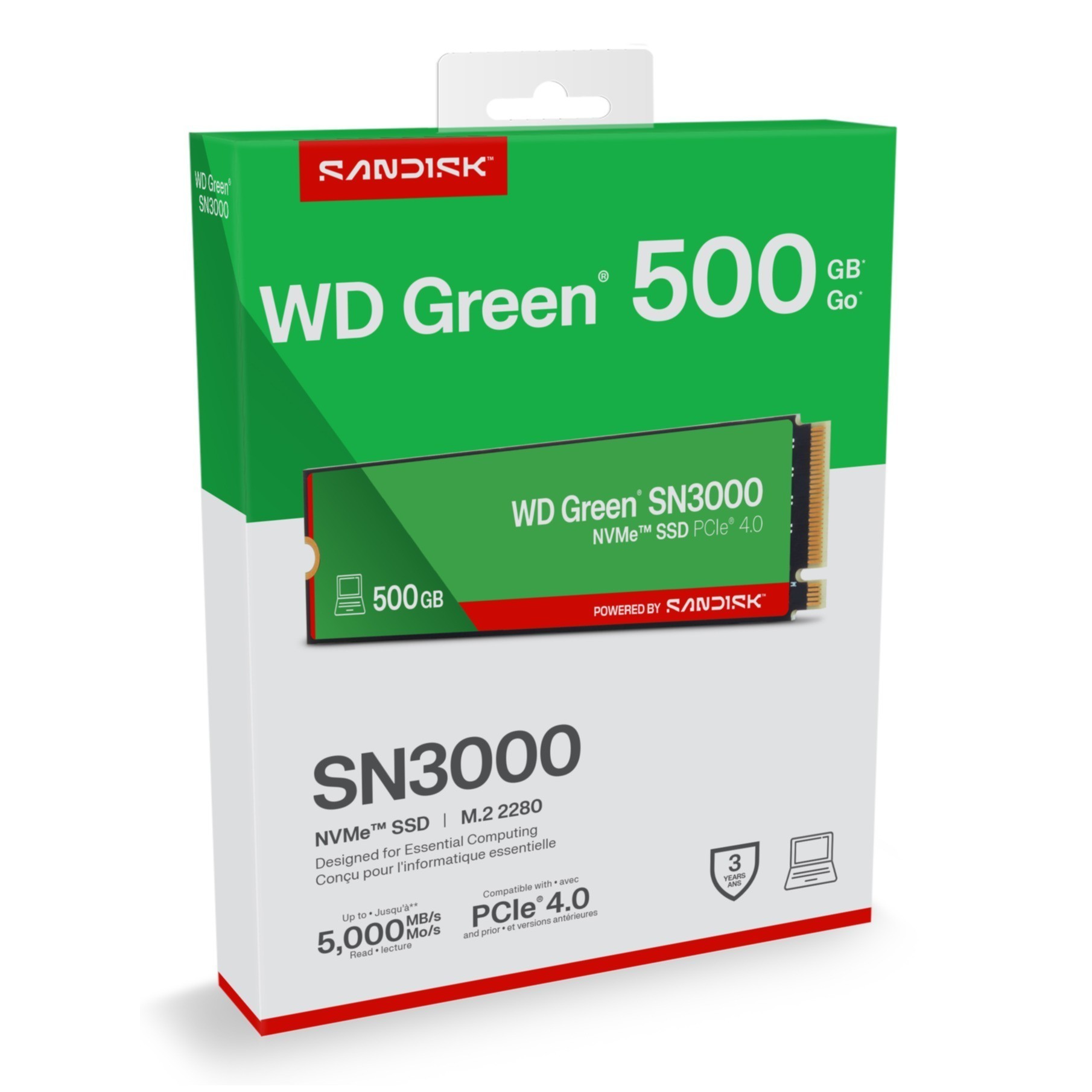 SSD WD Green 500GB SN3000 NVME M.2 PCIe 4.0 x4 WDS500G4G0E-00CPS0