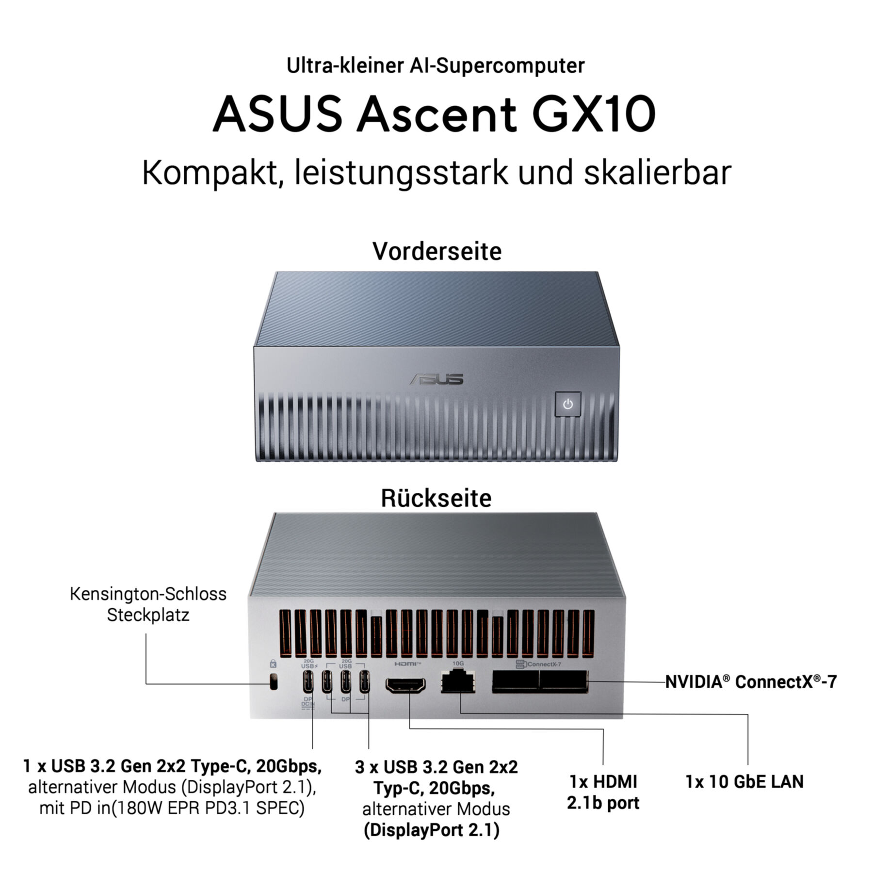 Asus Ascent GX10-GG0026BN - MINI PC- Stellar Gray (inklusive Gema)