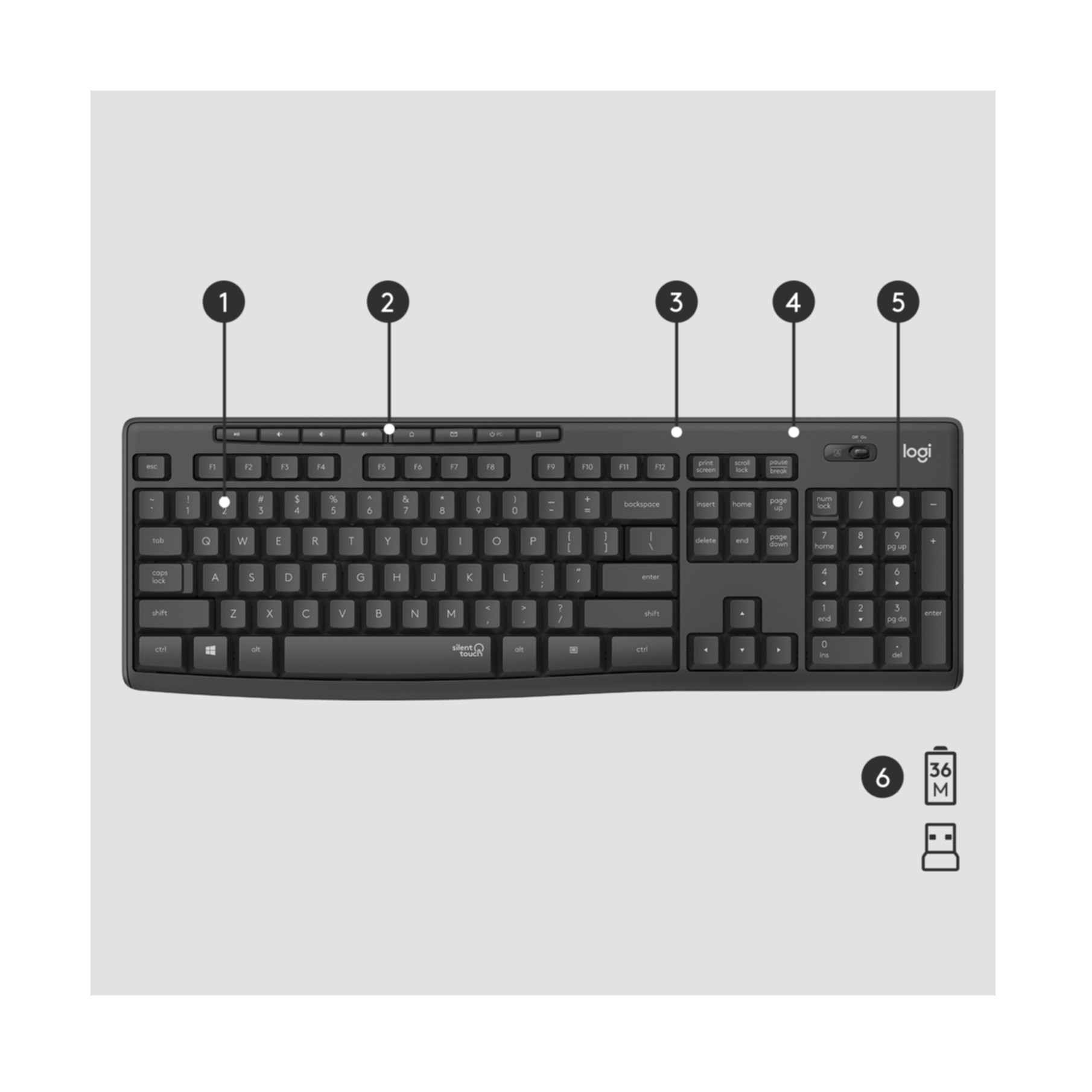 Keyboard & Mouse Logitech MK295 Silent Wireless Combo (US) (920-009800) [B-Ware]