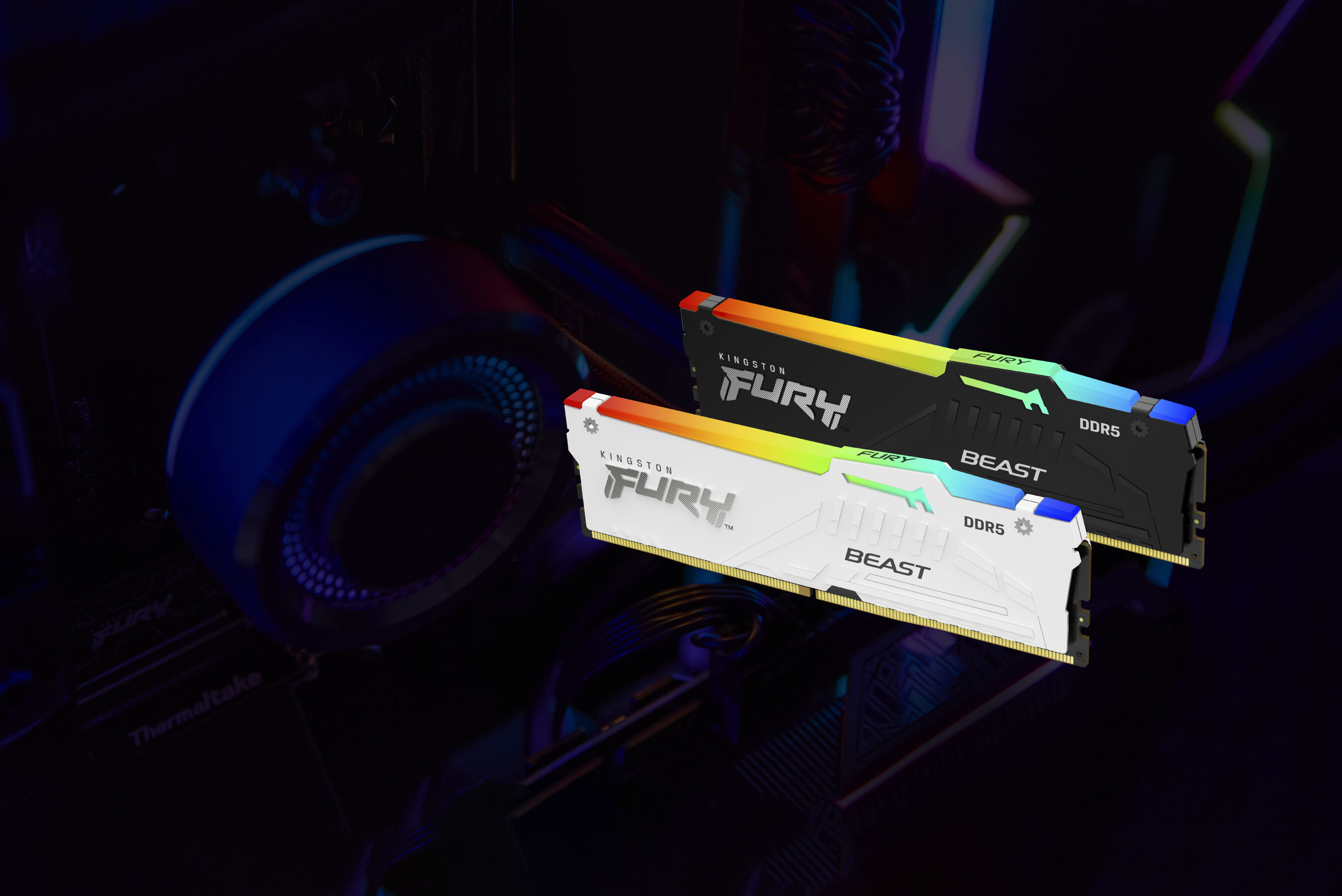 DDR5 64GB KIT 2x32GB PC 6000 Kingston FURY Beast RGB EX KF560C30BWEAK2-64 weiß