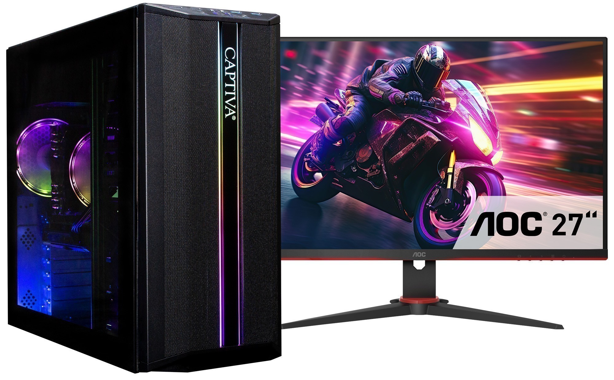 Captiva PC Entry Gaming R93-295 TFT Bundle (Ryzen 7 5700X/RTX5060 Ti 8GB GDDR7/SSD 1TB/32GB/WLAN/Windows 11 Home 64-bit)